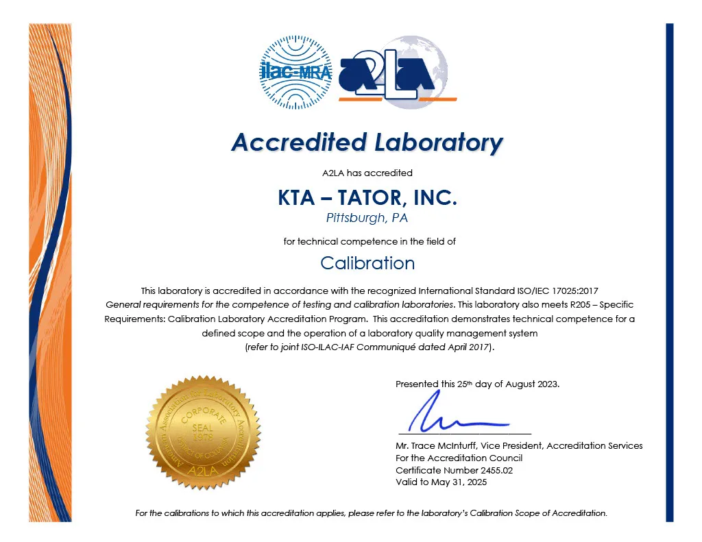 KTA Calibration Accreditation